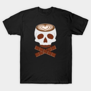 Coffee Skull with Latte Art and Chocolate T-Shirt